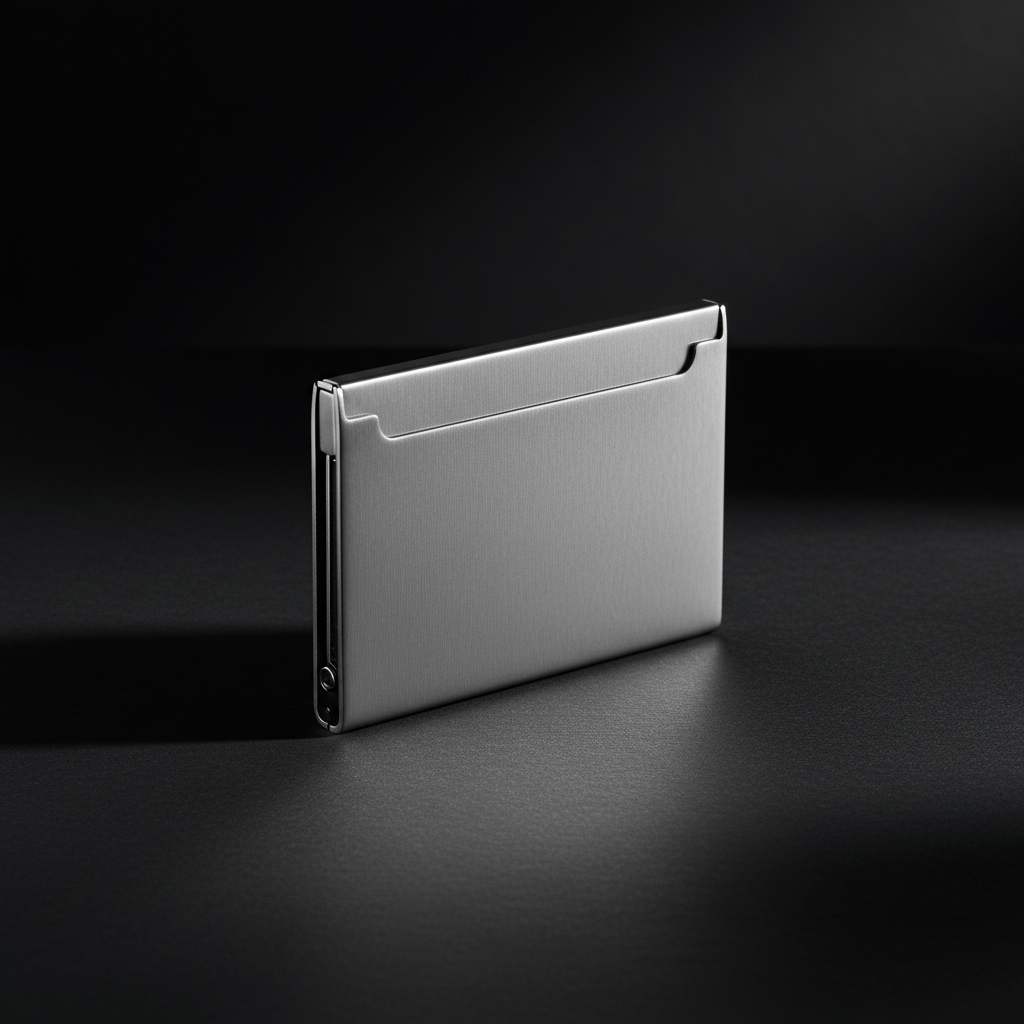 Forge Slim Metal Card Holder - brushed stainless steel