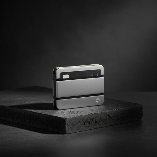 Aurum RFID Blocking Metal Wallet - matte stainless steel with RFID shielding